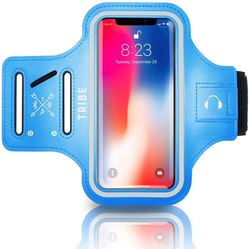 TRIBE Water Resistant Cell Phone Armband Case Running Holder for iPhone Pro Max Plus Mini SE (13/12/11/X/XS/XR/8/7/6/5) Galaxy S Ultra Plus Edge Note (21/20/10/9/8/7/6/5) Adjustable Strap & Key Pocket - Image 1